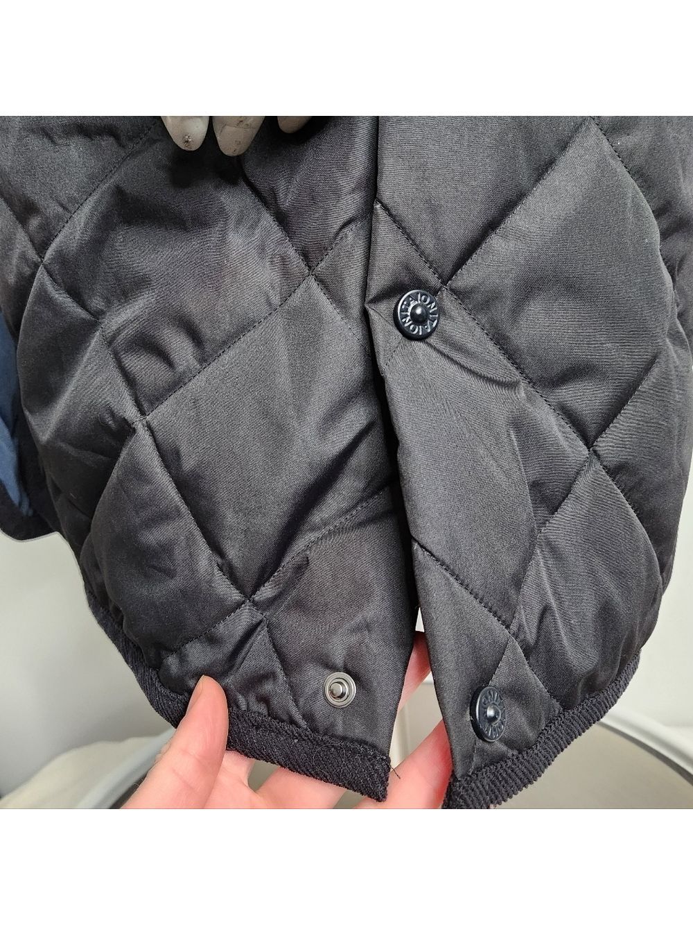 TAION City Chore Coat Black Quilted Piping Collar Long Down Coat Size S BNWT - Picture 11 of 16